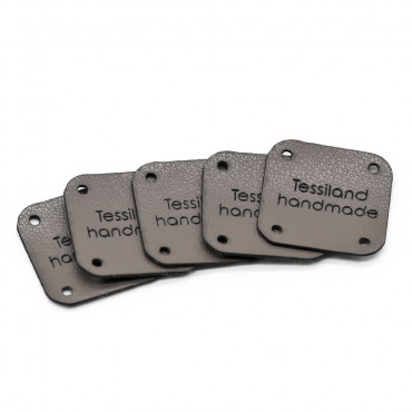 Custom tags square 5 pcs Eco Leather Dove Gray