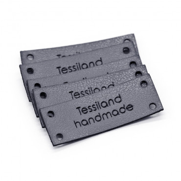 Plaques personnalisables rectangle 5 pcs Éco-cuir Gris