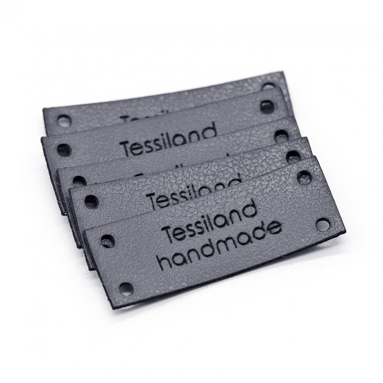 Custom tags rectangle 5 pcs Eco Leather Gray