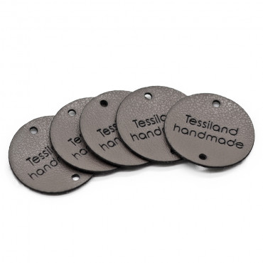 Plaques personnalisables cercle 5 pcs Éco-cuir Tourterelle