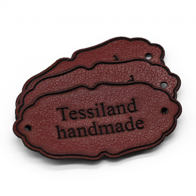 Custom tags Elegant eco leather Burgundy