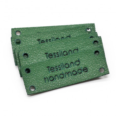 Custom tags rectangle 5 pcs Eco Leather Green