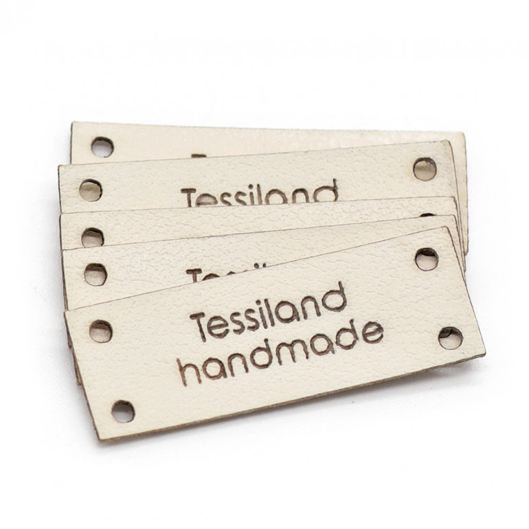 Plaques personnalisables rectangle 5 pcs Éco-cuir Blanc Crèm