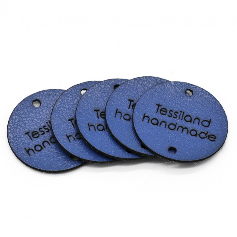 Plaques personnalisables cercle 5 pcs Éco-cuir bleuette