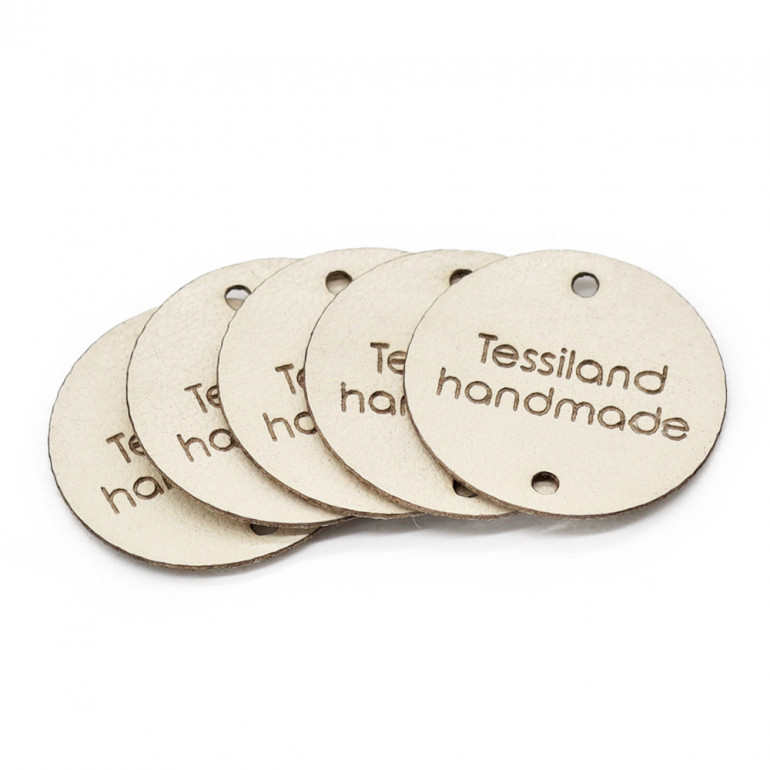 Plaques personnalisables cercle 5 pcs Éco-cuir blanc crème