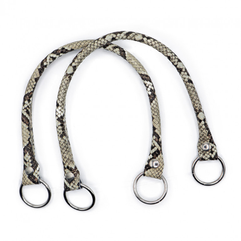 Paire de poignées Circle en éco-cuir pour créations au crochet Vipera Marron Foncé | Tessiland