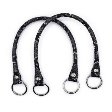 Paire de poignées Circle en éco-cuir pour créations au crochet Vipera Anthracite | Tessiland