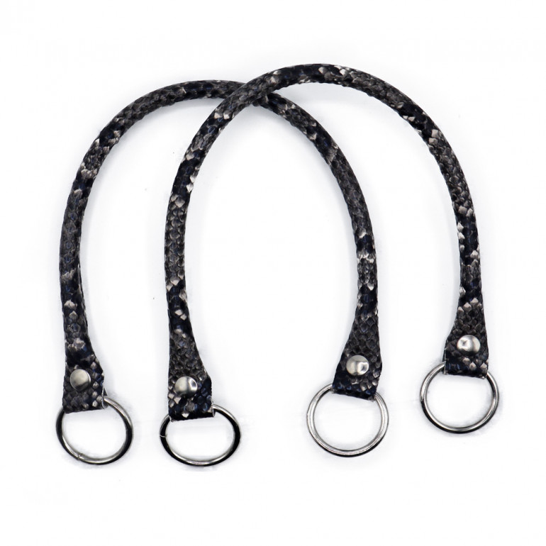 Pair of Circle handles in Ecopelle for crochet creations Vipera Anthracite | Tessiland