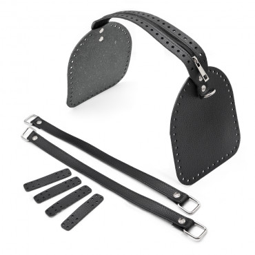 Set Bauletto ecopelle color match con zip e manici per borse handmade Nero