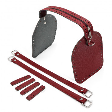 Set Bauletto ecopelle color match con zip e manici per borse handmade Bordeaux