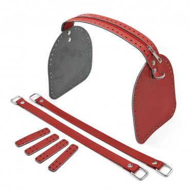 Set Bauletto ecopelle color match con zip e manici per borse handmade Rosso