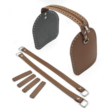 Set Bauletto ecopelle color match con zip e manici per borse handmade Cuoio