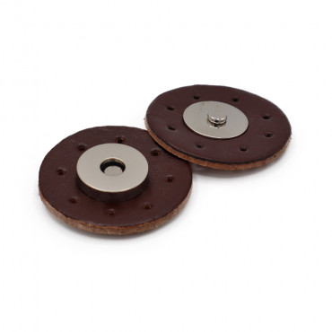 Chiusura magnetica in ecopelle cucibile per borse Marrone
