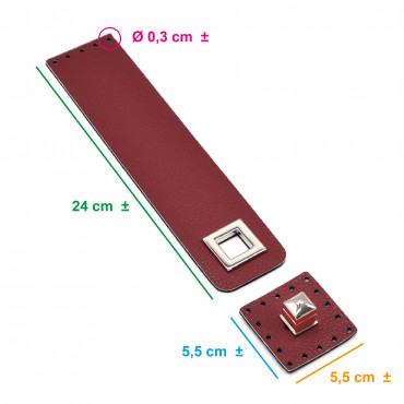 Fermeture Libeccio Bordeaux en cuir écologique Made in Italy | Tessiland