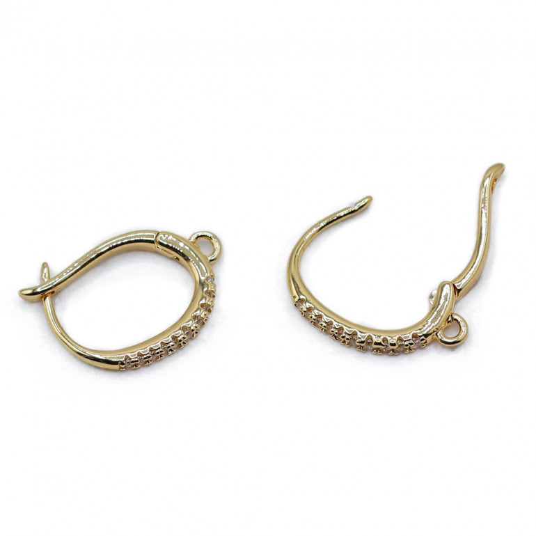 Gancho Teardrop Gem Oro, diseño de gota con gemas | Tessiland