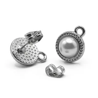 Monachitas Perla con mariposas para aretes y bisutería Argento