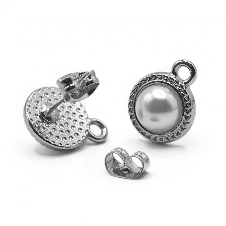 Crochets Perle Argent avec cercle décoratif | Tessiland