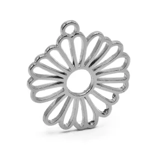 Perforated Sunflower Pendant for Jewelry Argento