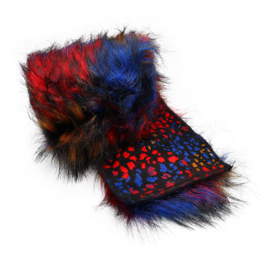 Pelliccia ecologica sfumata pelo lungo con maglina 120cm Rubino