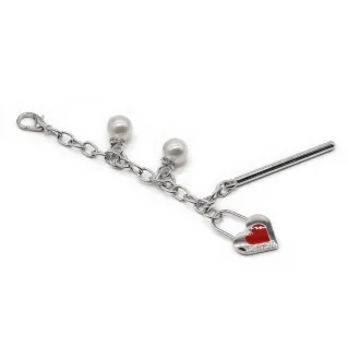 Pendentif Amorette argent avec cœur et perles pour sacs Argento