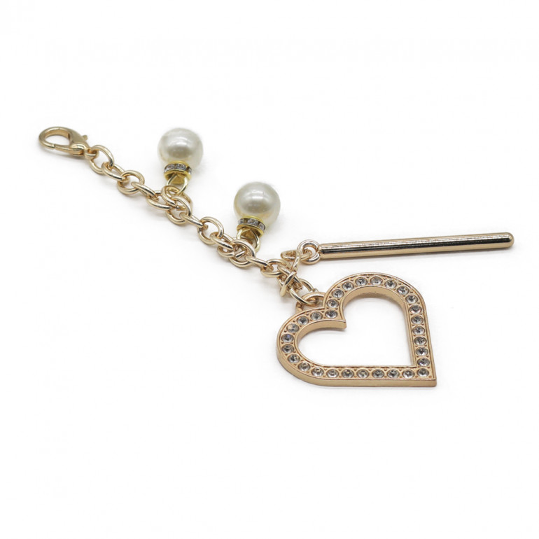 Golden Astra Pendant with Heart and Rhinestones | Tessiland