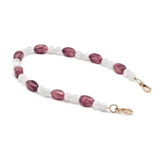 Gem Handle in Resin with Pearls and Carabiners for Clutches Rodonite