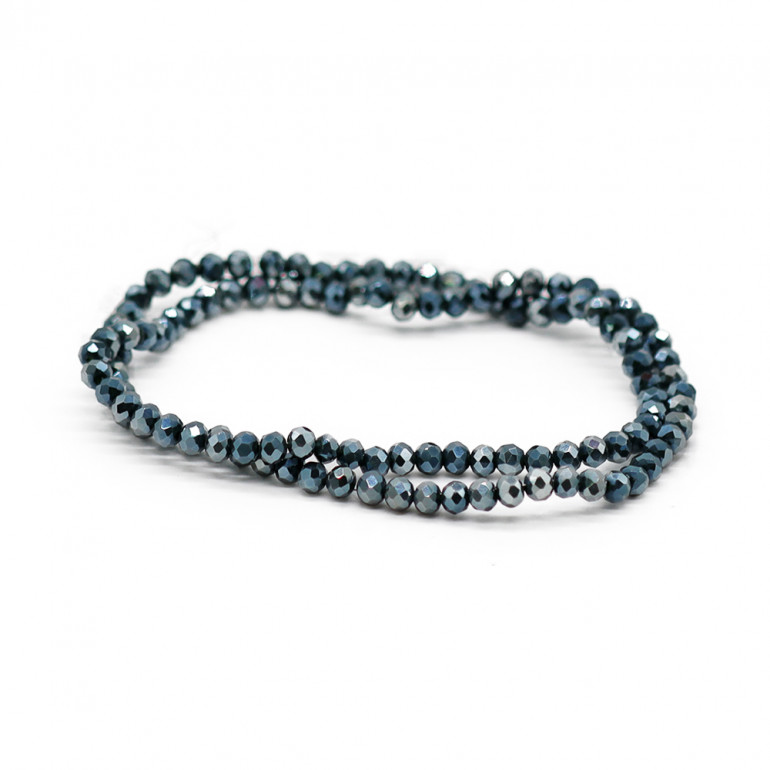 Faceted Crystals 4 mm A161 Solid Shimmering Anthracite | Tessiland