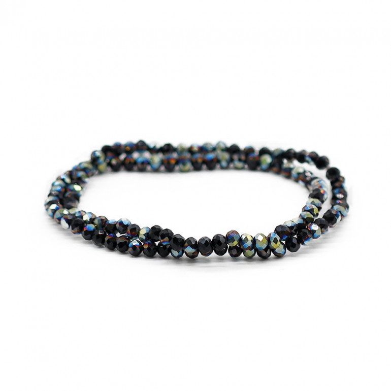 Faceted Crystals 4 mm A233 Solid Shimmering Charcoal | Tessiland