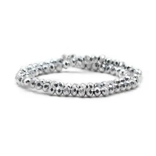 6mm Faceted Glass Crystals for Jewelry A225 argento