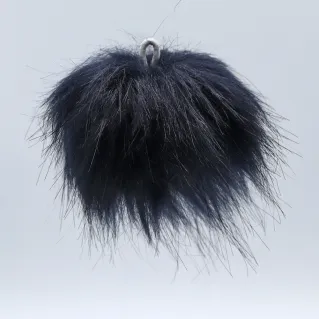 Pompom en fausse fourrure pour applications sur vetements et accessoires Bleu