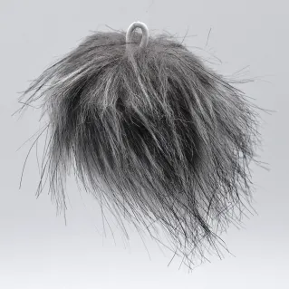 Pompom en fausse fourrure pour applications sur vetements et accessoires Gris