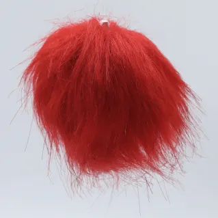 Pompom en fausse fourrure pour applications sur vetements et accessoires Rouge