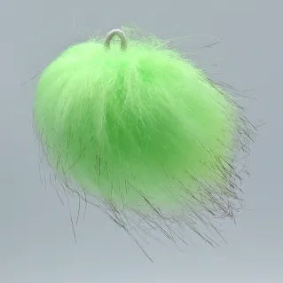 Pompom en fausse fourrure pour applications sur vetements et accessoires Verde fluo