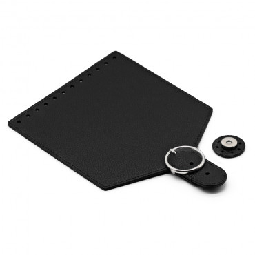 Patta Levante in ecopelle con inserti argento per borse Nero