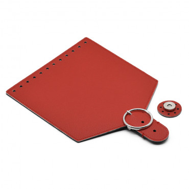 Patta Levante in ecopelle con inserti argento per borse Rosso