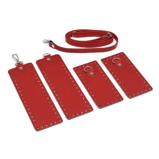 Harmony Bag Set Color Match Faux Leather with Adjustable Shoulder Strap Red