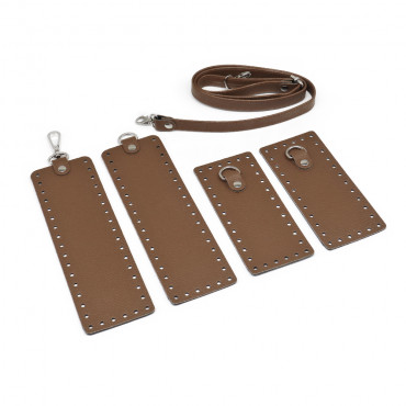 Set borsa Armonia color match ecopelle con tracolla regolabile Cuoio