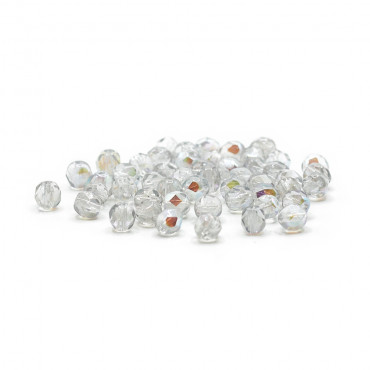 Faceted Half Crystal Transparent Iridescent 6mm, refined shine | Tessiland