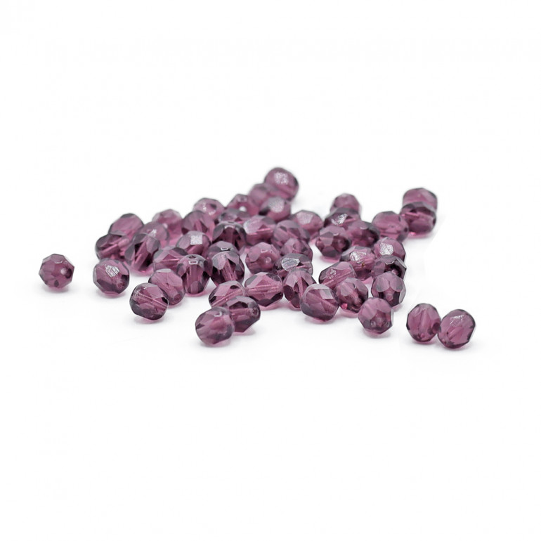 Faceted Half Crystal Light Plum 6mm, refined shine | Tessiland