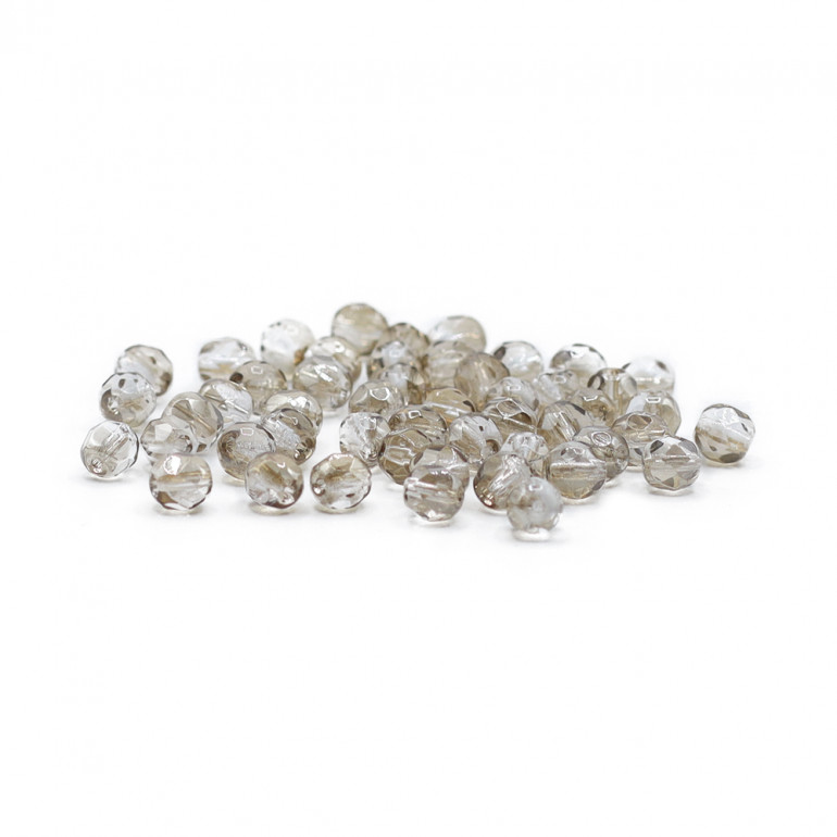 Faceted Half Crystal Beige 6mm, refined shine | Tessiland