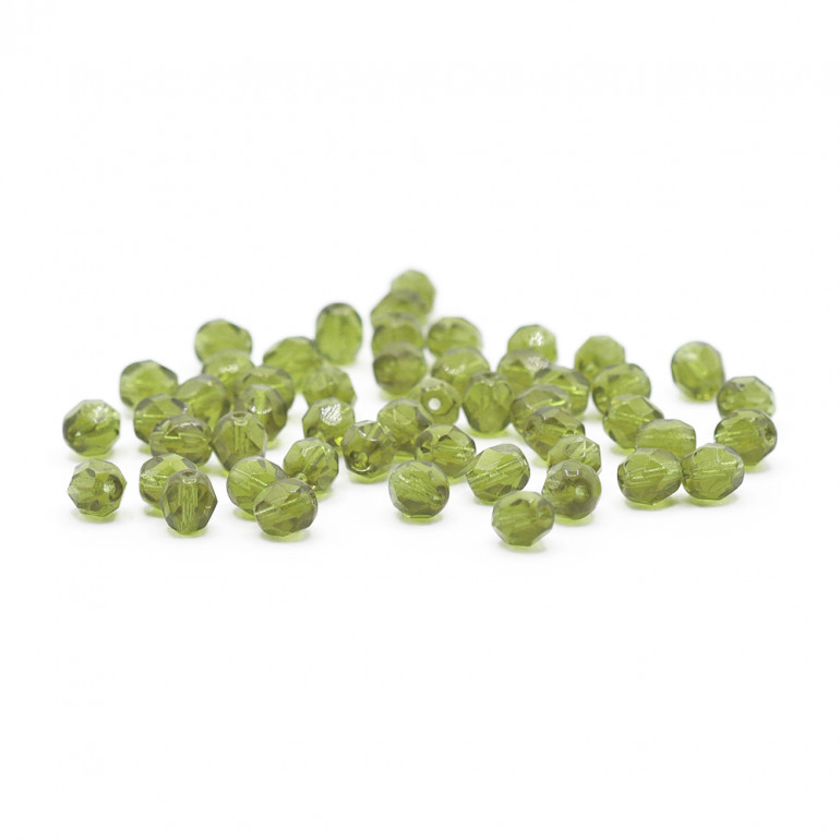 Faceted Half Crystal Pistachio Green 6mm, refined shine | Tessiland