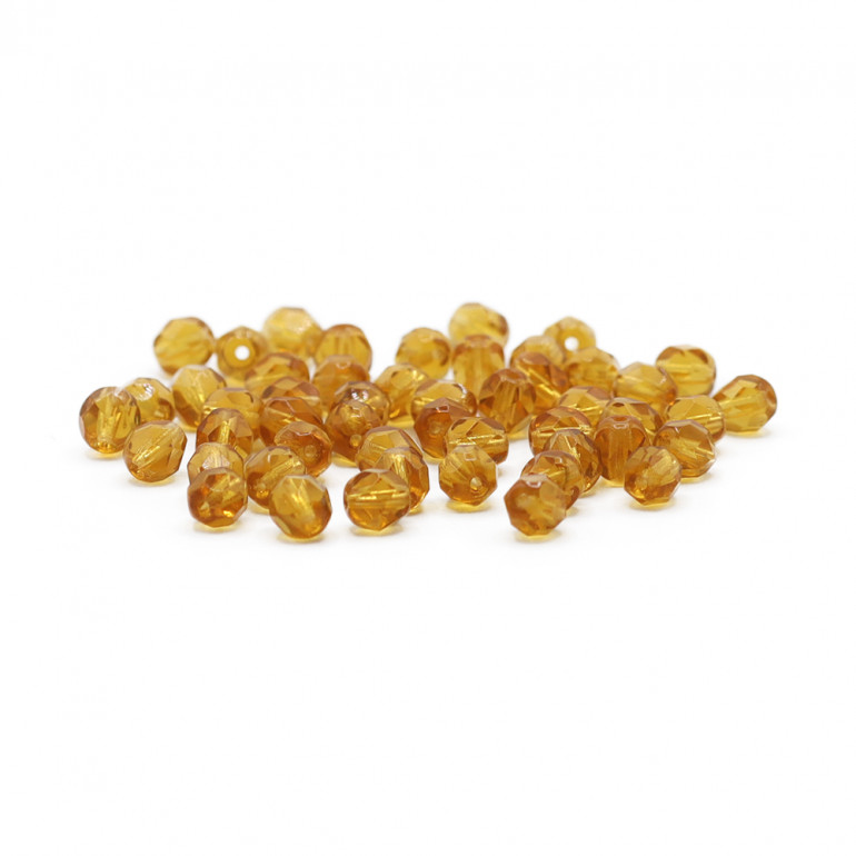 Faceted Half Crystal Amber 6mm, refined shine | Tessiland