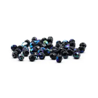 6mm Faceted Bohemian Glass Crystals for Jewelry Nero cangiante