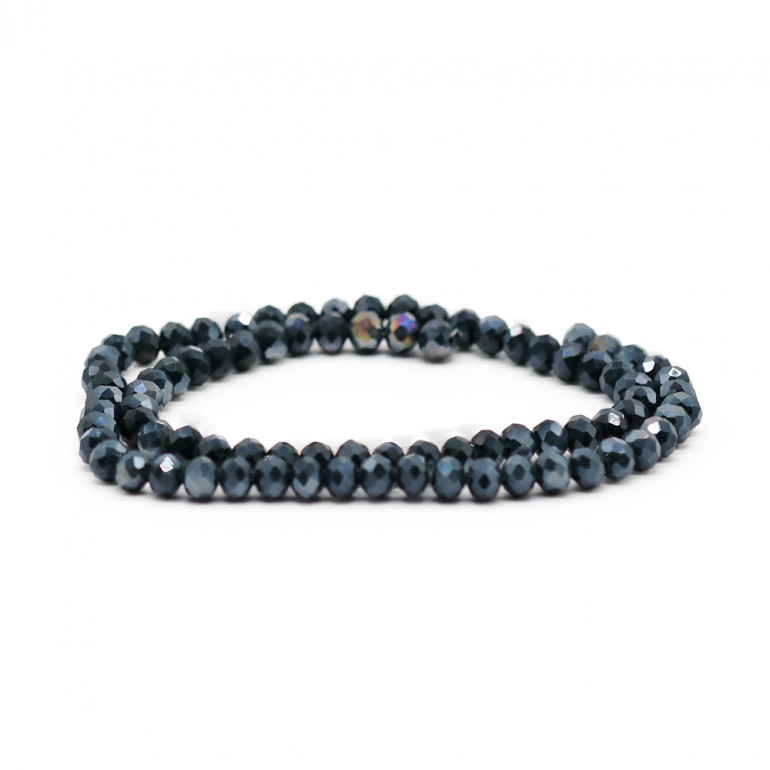 Crystals 6 mm  A161 Solid Shimmering Anthracite, faceted glass | Tessiland