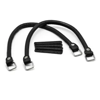 Jakie Color Match Handles in Eco-Leather with Rings Made in Italy Black