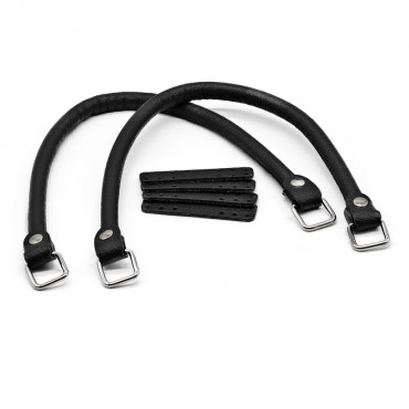 Manici Jakie Color Match in ecopelle con anelli made in Italy Nero