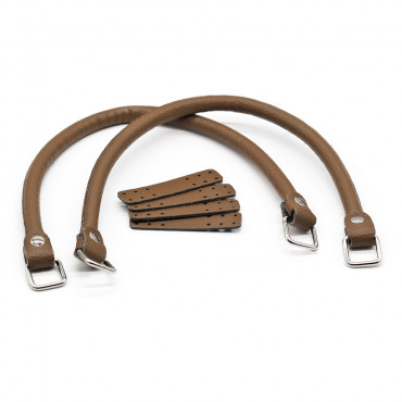 Manici Jakie Color Match in ecopelle con anelli made in Italy Cuoio