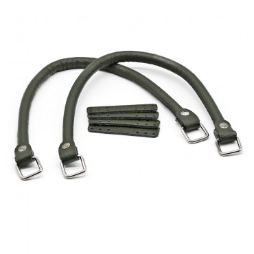 Manici Jakie Color Match in ecopelle con anelli made in Italy Militare