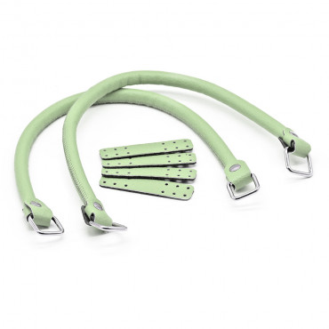 Manici Jakie in ecopelle con anelli e rinforzo made in Italy Verdino