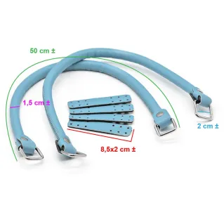 Jakie Eco-Leather Handles with Rings and Reinforcement Made in Italy Turchese